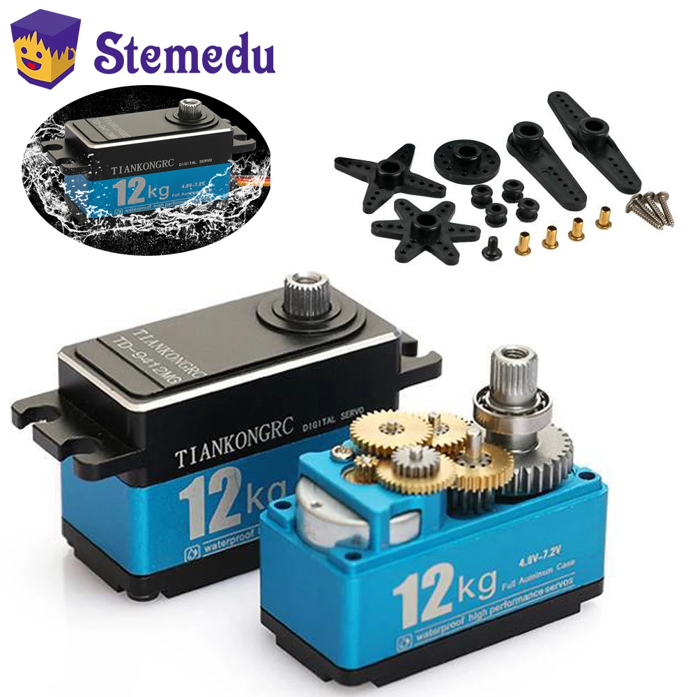Rc Hobby Products - มอเตอร์แปรงถ่านเซอร์โวระบบดิจิทัล TD-9412MG แรงบิดสูง12กก. มอเตอร์แบบสั้น180/270/360องศาสำหรับหุ่นยนต์1:10 1:8 mobil