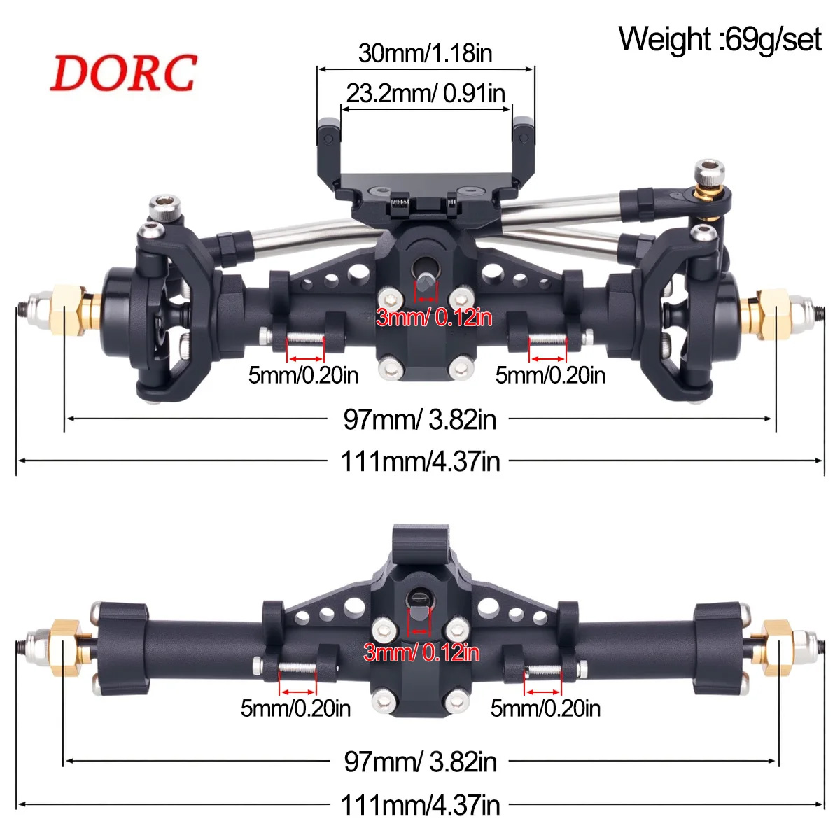 Rc Hobby Products - ชุดเพลาพลาสติกพร้อมฐานติดตั้งเซอร์โวสำหรับ SCX24 1/24 – ชุดเพลาหน้าและหลังสำหรับ Gladiator