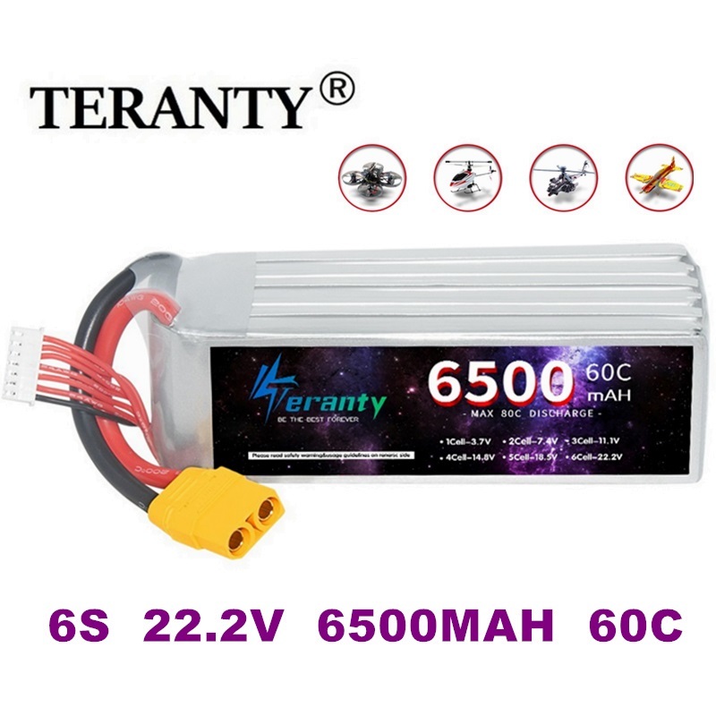 Rc Hobby Tank - แบตเตอรี่ลิเธียมโพลิเมอร์ TERANTY 6S 22.2V 6500mAh 60C