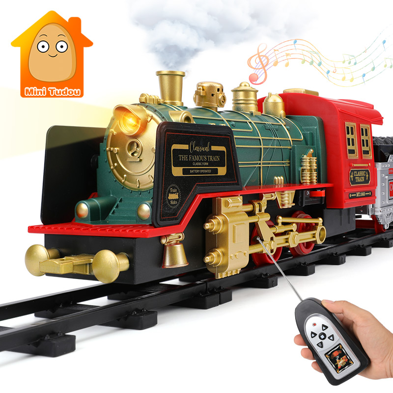 Rc Hobby Track - รีโมทคอนโทรลรถไฟรถคลาสสิกจําลองไอน้ําไฟฟ้ารถไฟชุดคริสต์มาสของขวัญของเล่นเพื่อการศึกษาเด็ก