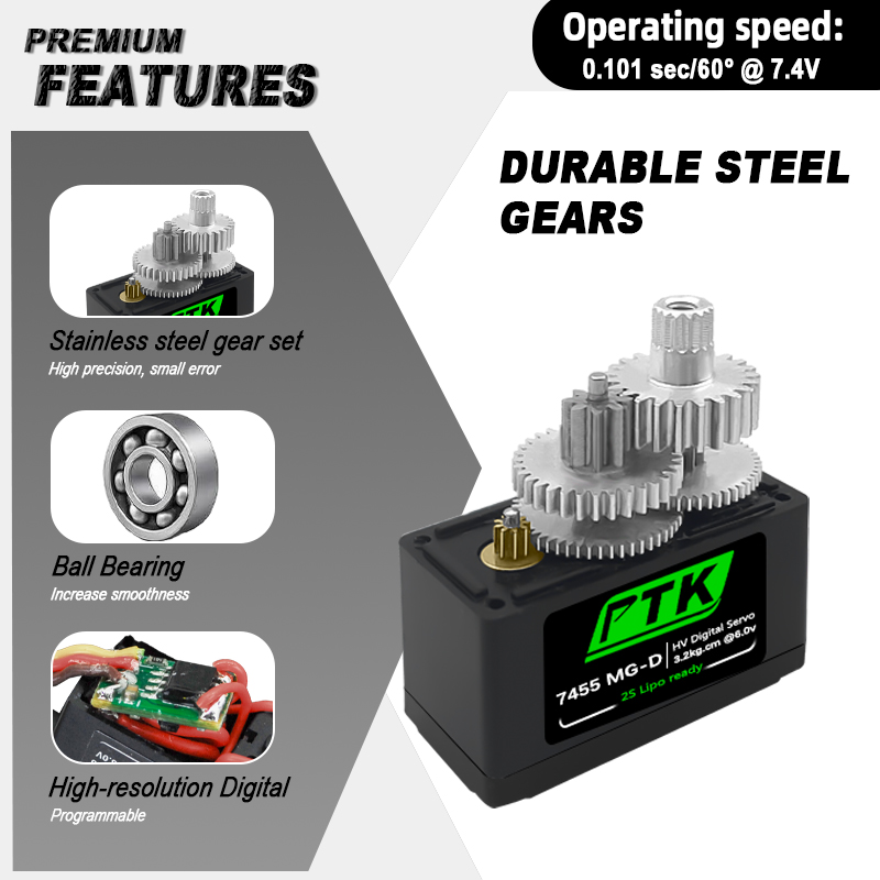 PTK 7455MG-D เซอร์โว 12g เซอร์ - Rc Hobby Products บทวิจารณ์และราคา